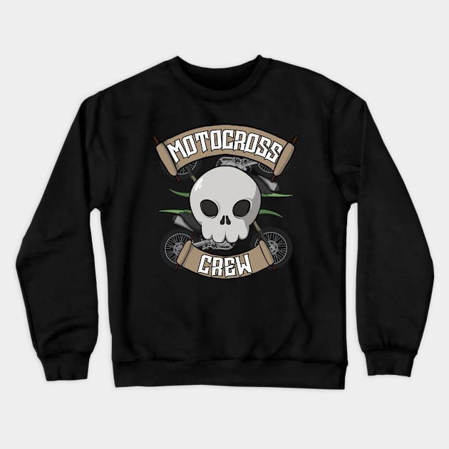 Motocross crew Jolly Roger pirate flag Crewneck Sweatshirt by RampArt